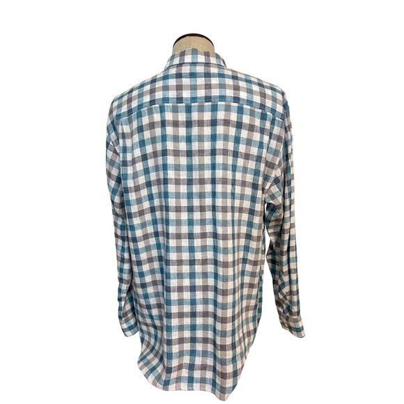 Tommy Bahama Mens Blue & White Plaid Button-Up Shirt 100% Linen Shirt XXL - Picture 3 of 5